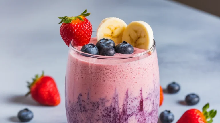 Strawberry Blueberry Banana Almond Milk Smoothie