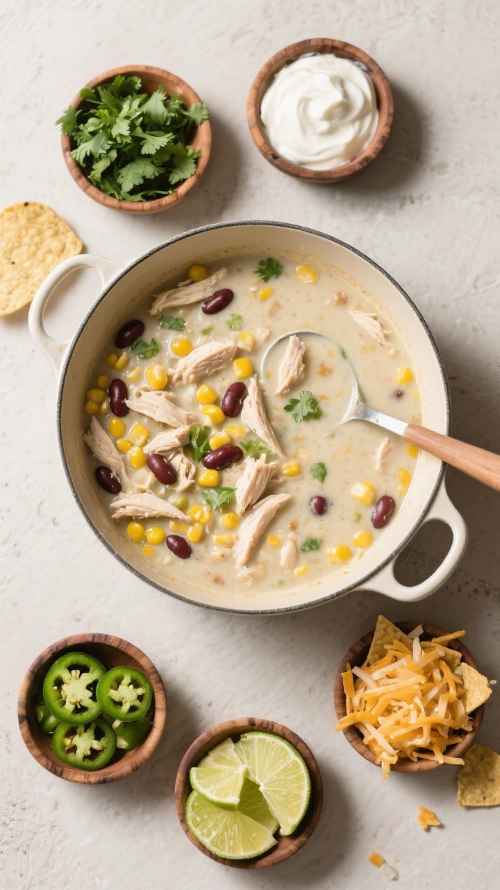 Tasty top view, overhead: Overhead shot of a family-style spread: a wide, shallow pot of white chick