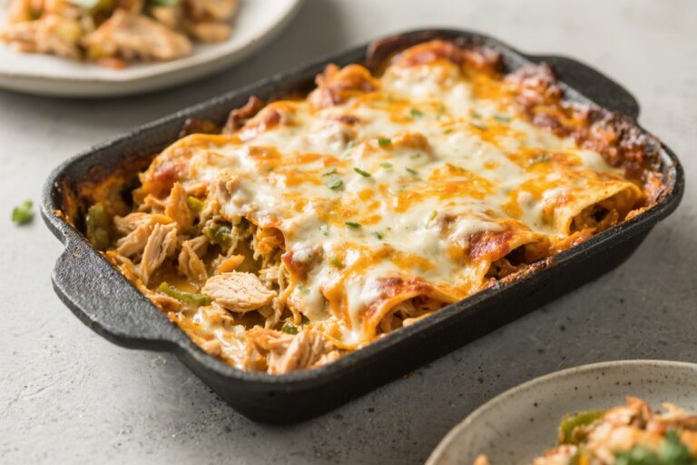 Creamy Chicken Enchilada Casserole You Can Make in One Pan – Easy, Cozy, and Weeknight-Friendly