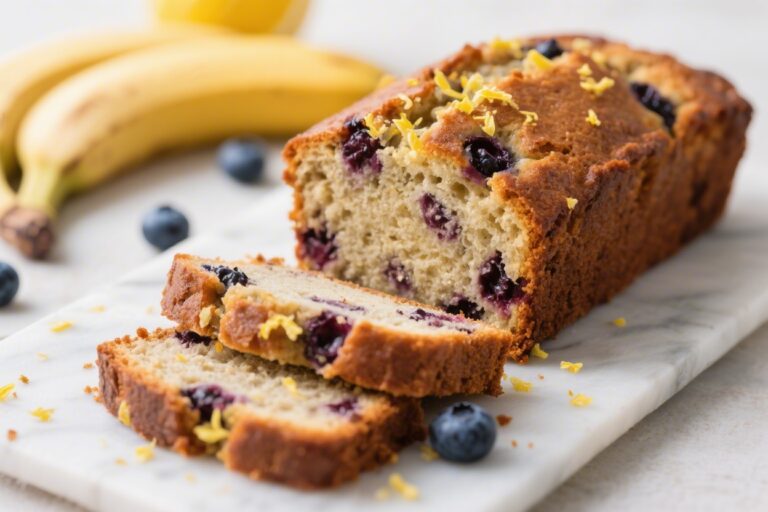 Sweet and Tangy Blueberry Banana Bread with Lemon Zest – A Bright, Cozy Loaf