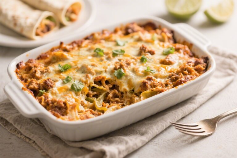 Simple Chicken Burrito Casserole Recipe for an Easy Dinner – Weeknight-Friendly and Satisfying
