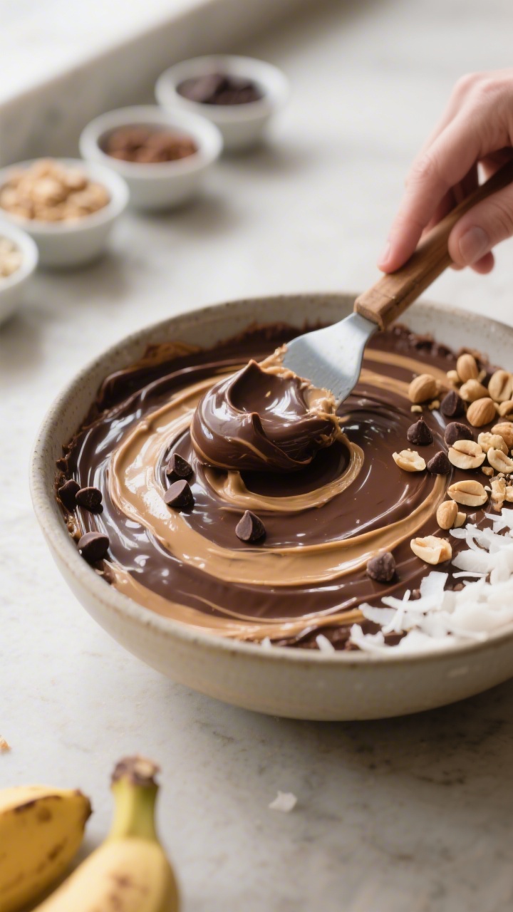 Close-up, three-quarter angle process shot of the finished base being smoothed with a spatula into a