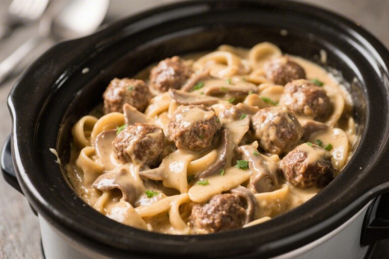 Creamy Crockpot Meatball Stroganoff Dinner Idea – Comfort Food Made Easy