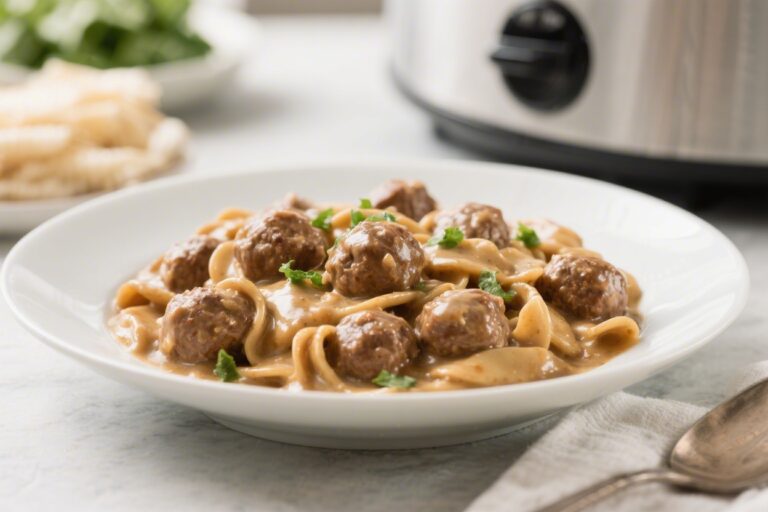 Easy Crockpot Meatball Stroganoff You Can Make in Minutes – Cozy, Creamy, and Weeknight-Friendly