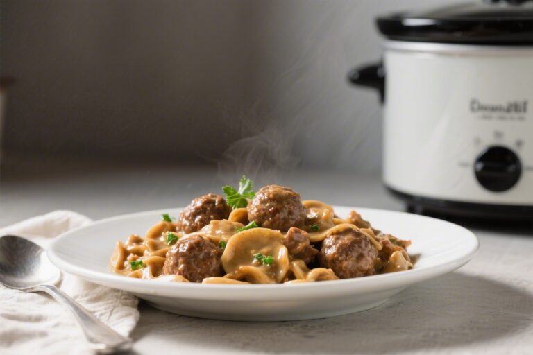 Dump-and-Go Crockpot Meatball Stroganoff Recipe – Cozy, Creamy, and Weeknight Easy